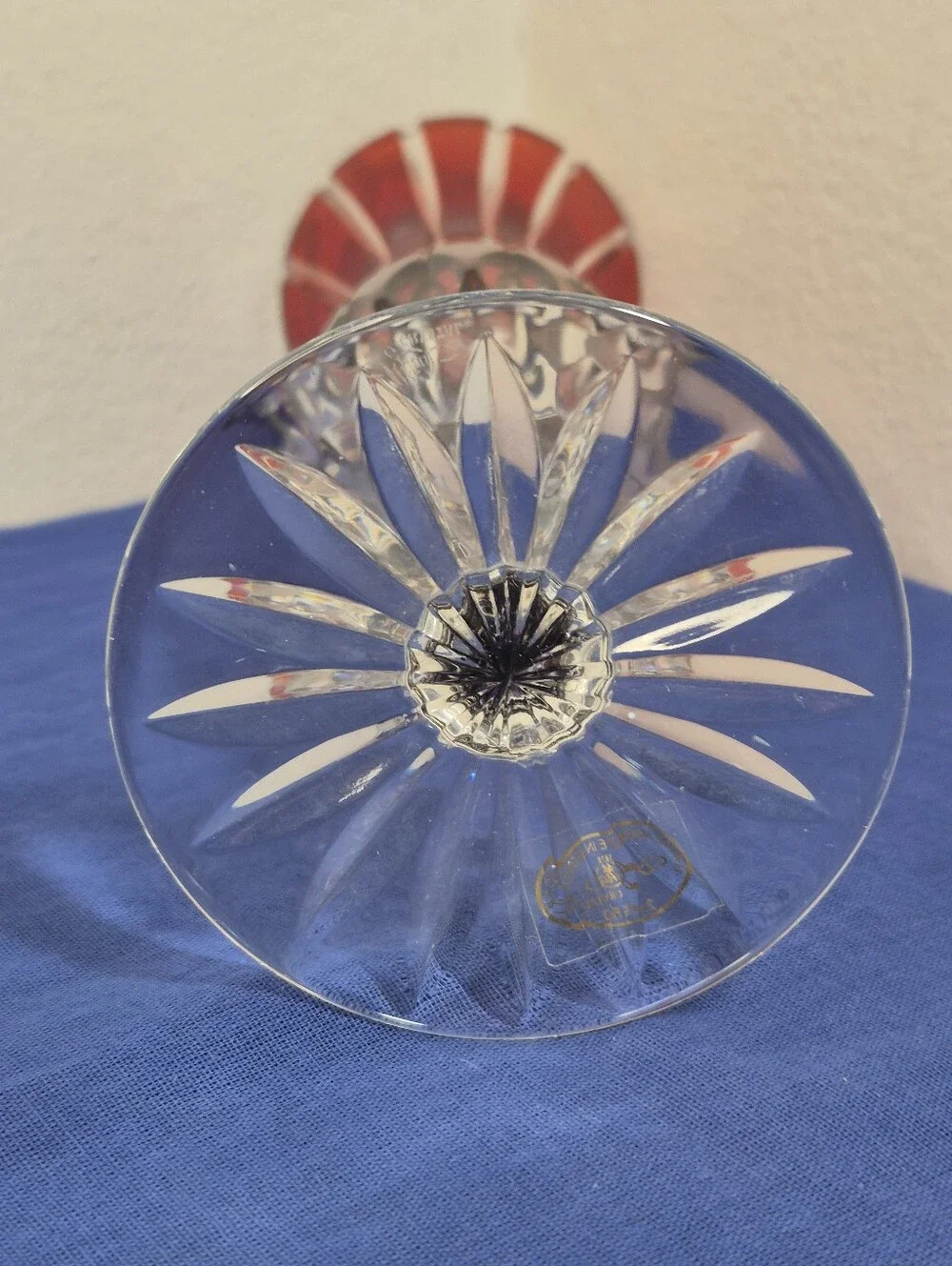 Ajka Crystal Hungary Castille Alberga Ruby Red Cut to Clear Vase 9